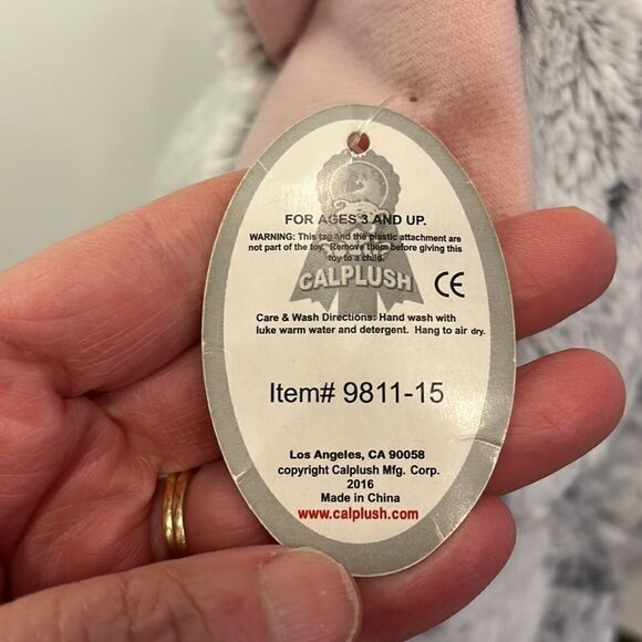 Calplush Super Soft and Fun Grey Plush Elephant with Burgundy Bow . Size… - Picture 6 of 8